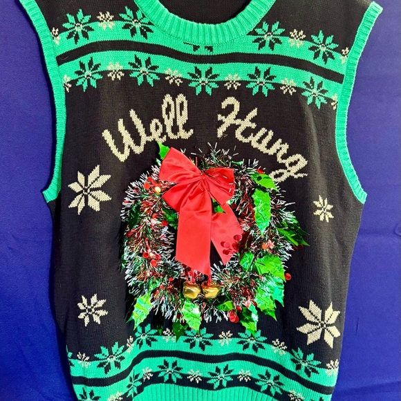 Spencers Workshop Well Hung Light Up Ugly Christmas Sweater Vest XL EUC plus - Picture 1 of 11